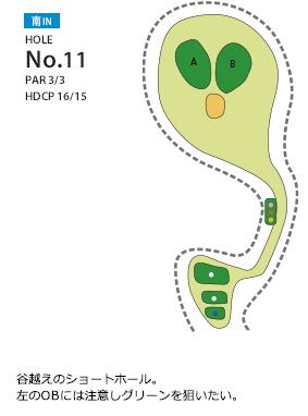 東広島カントリークラブ 南IN11番ホール コース図