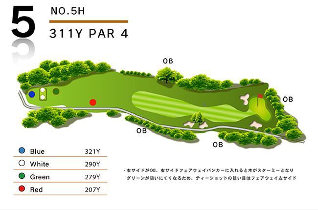 四万十カントリークラブ OUT5番ホール コース図
