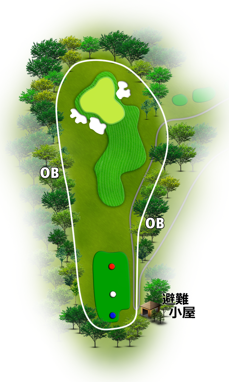 富士小野ゴルフクラブ（旧 富士ＯＧＭゴルフクラブ小野コース） 中コース6番ホール コース図
