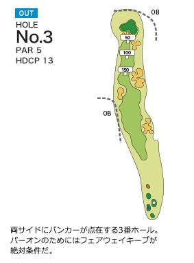 ワールドカントリー倶楽部（熊本県） OUT3番ホール コース図