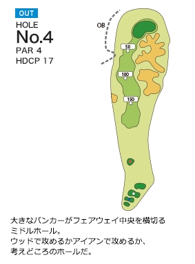 ワールドカントリー倶楽部（熊本県） OUT4番ホール コース図