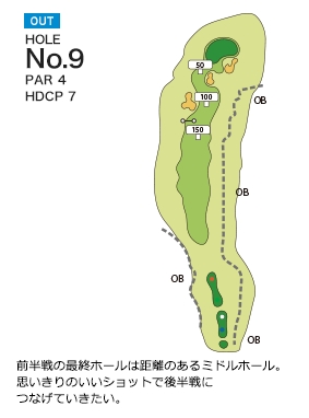 ワールドカントリー倶楽部（熊本県） OUT9番ホール コース図