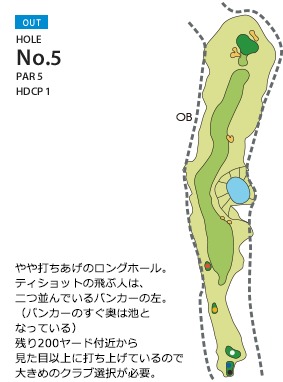グレースリッジカントリークラブ OUT5番ホール コース図