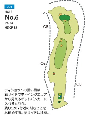 グレースリッジカントリークラブ OUT6番ホール コース図