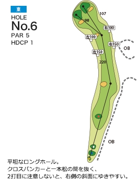 大日向カントリー倶楽部 東コース6番ホール コース図