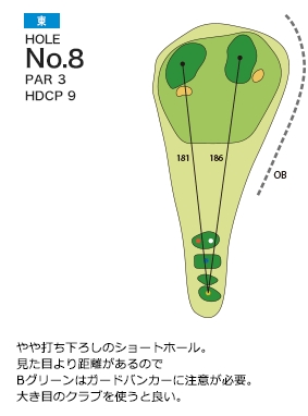 大日向カントリー倶楽部 東コース8番ホール コース図