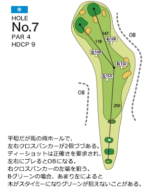 大日向カントリー倶楽部 中コース7番ホール コース図