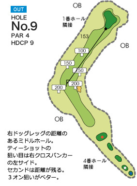 フォレスト三木ゴルフ倶楽部 OUT9番ホール コース図