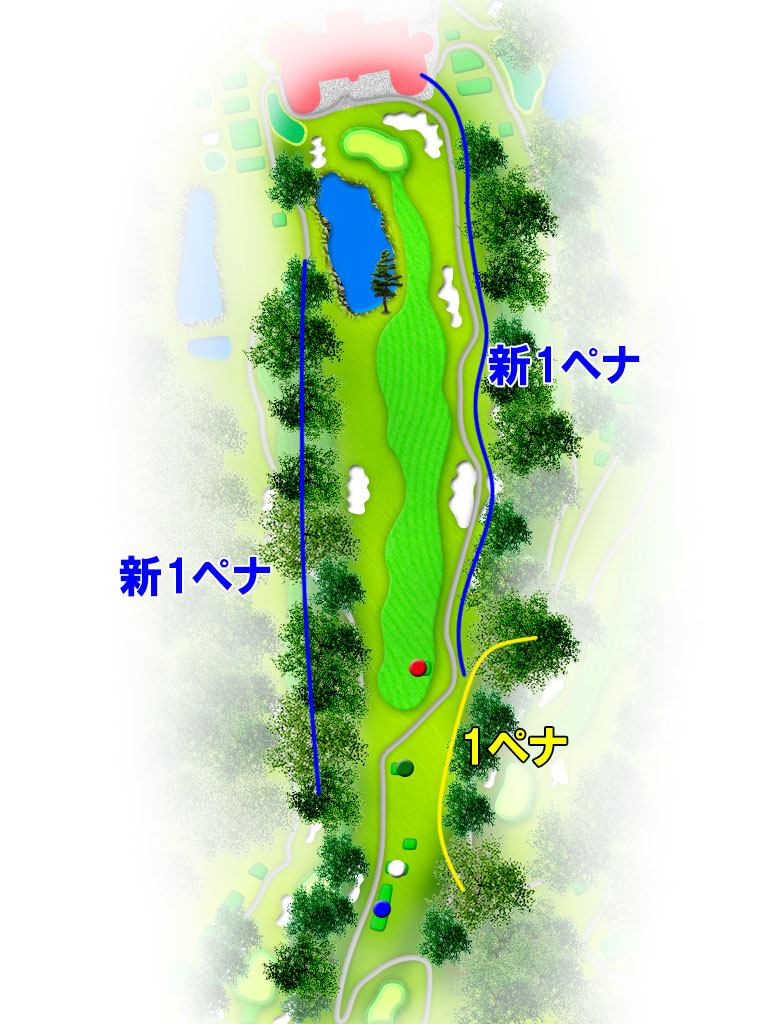 こだま神川カントリークラブ IN18番ホール コース図