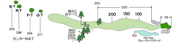 大洗ゴルフ倶楽部 IN15番ホール コース図