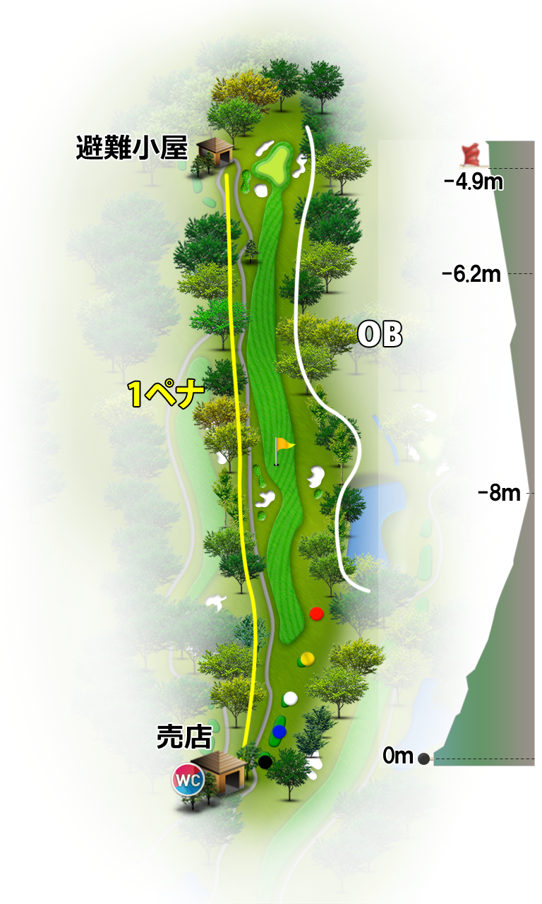 出島ゴルフクラブ（旧：富士ＯＧＭゴルフクラブ出島コース） IN14番ホール コース図