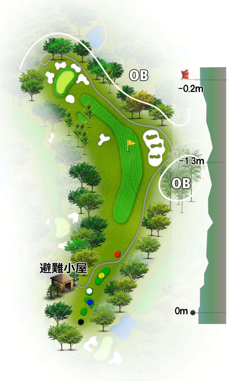 出島ゴルフクラブ（旧：富士ＯＧＭゴルフクラブ出島コース） OUT2番ホール コース図