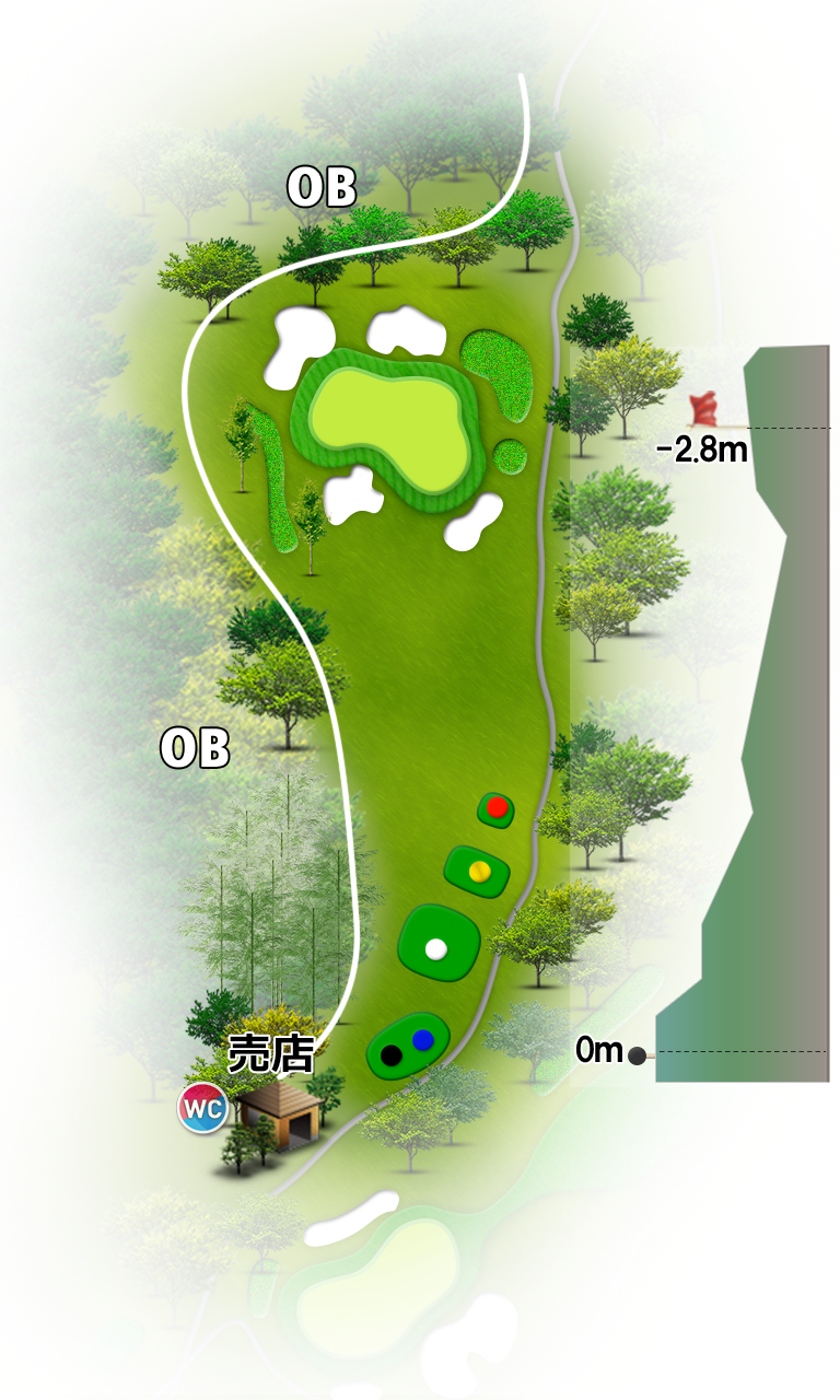 出島ゴルフクラブ（旧：富士ＯＧＭゴルフクラブ出島コース） OUT6番ホール コース図