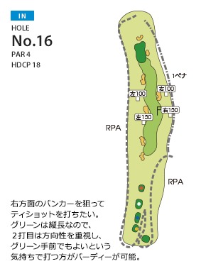 ムーンレイクゴルフクラブ 市原コース IN16番ホール コース図