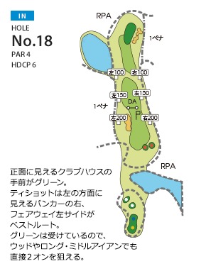 ムーンレイクゴルフクラブ 市原コース IN18番ホール コース図
