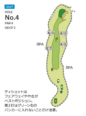 ムーンレイクゴルフクラブ 市原コース OUT4番ホール コース図