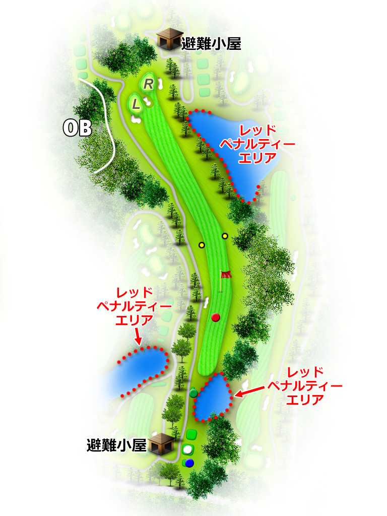 ひととのやカントリー倶楽部 IN13番ホール コース図