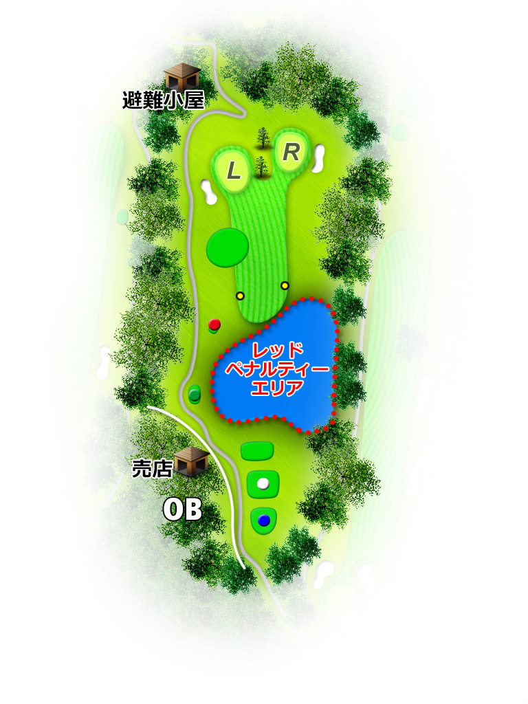 ひととのやカントリー倶楽部 IN15番ホール コース図