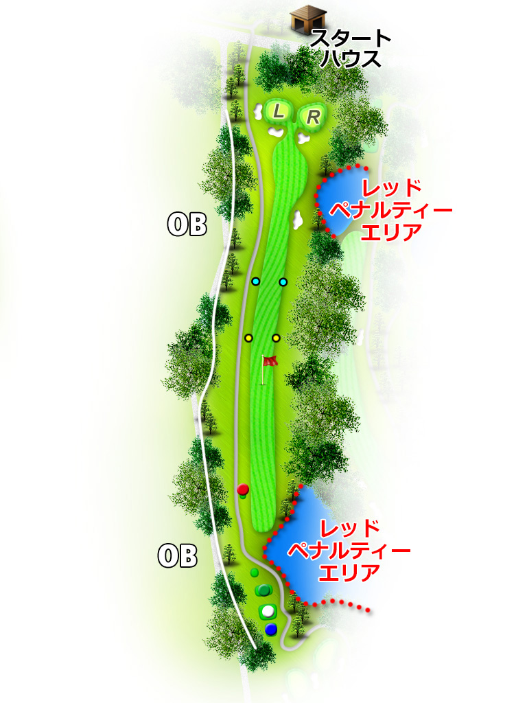 ひととのやカントリー倶楽部 IN18番ホール コース図