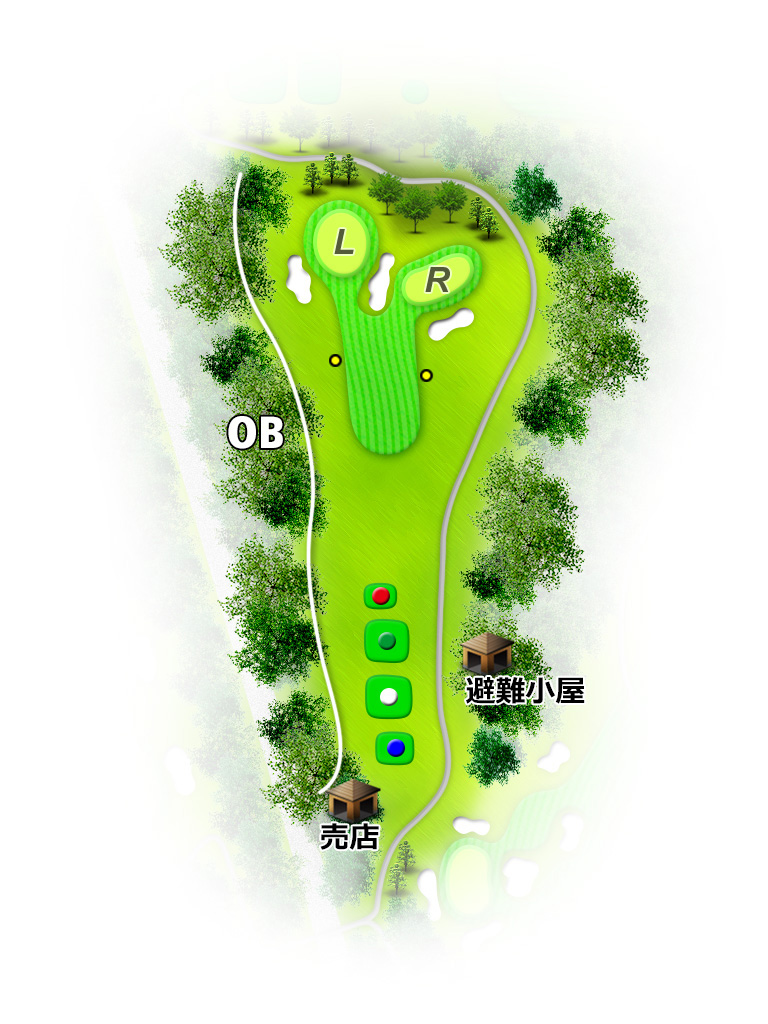 ひととのやカントリー倶楽部 OUT5番ホール コース図