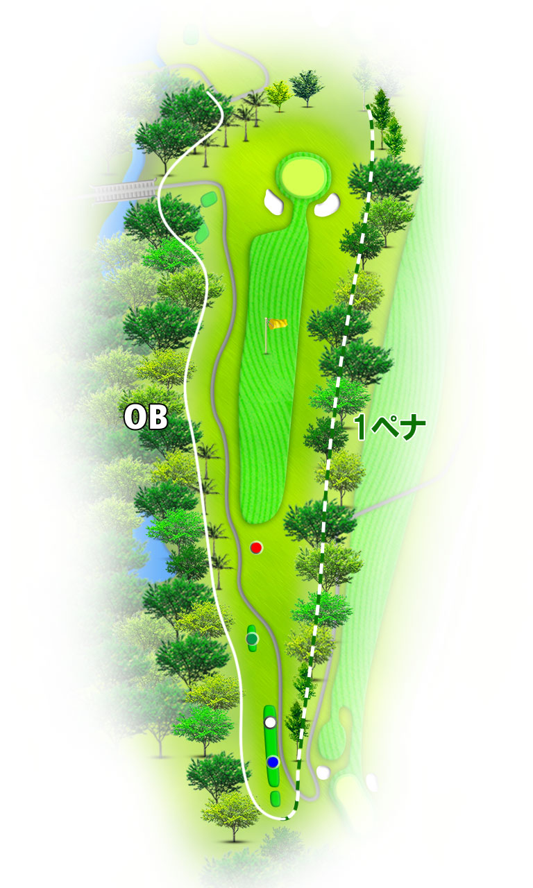みさきカントリークラブ OUT2番ホール コース図