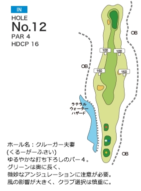 若木ゴルフ倶楽部 IN12番ホール コース図