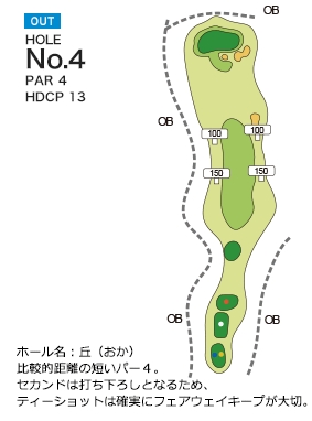 若木ゴルフ倶楽部 OUT4番ホール コース図