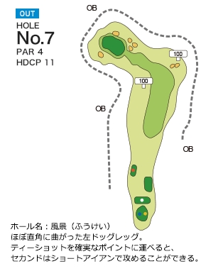 若木ゴルフ倶楽部 OUT7番ホール コース図