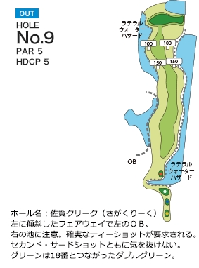 若木ゴルフ倶楽部 OUT9番ホール コース図