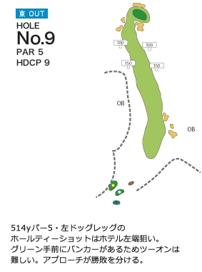 札幌北広島ゴルフ倶楽部 東OUT9番ホール コース図