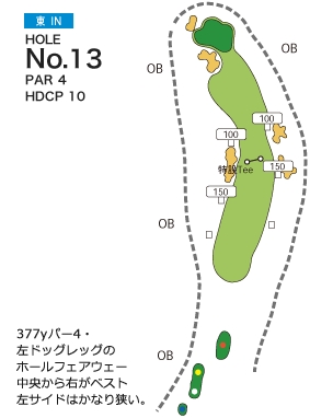 札幌北広島ゴルフ倶楽部 東IN13番ホール コース図