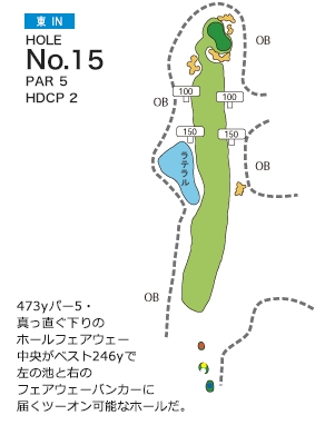 札幌北広島ゴルフ倶楽部 東IN15番ホール コース図