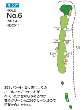 札幌北広島ゴルフ倶楽部 南OUT6番ホール コース図