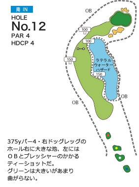 札幌北広島ゴルフ倶楽部 南IN12番ホール コース図