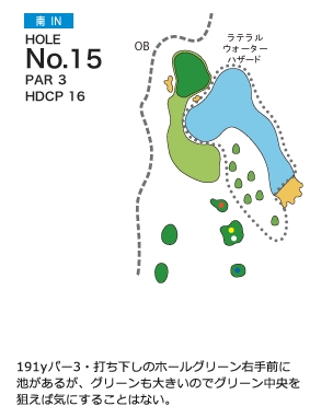 札幌北広島ゴルフ倶楽部 南IN15番ホール コース図