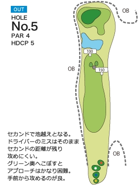 尾道ゴルフ倶楽部 OUT5番ホール コース図