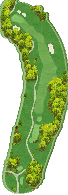 カヌチャゴルフコース Village(OUT)1番ホール コース図