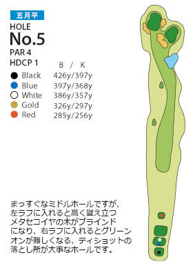 ＰＧＭ池田カントリークラブ 五月平コース5番ホール コース図