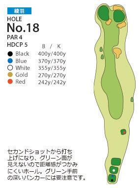 ＰＧＭ池田カントリークラブ 綾羽コース18番ホール コース図
