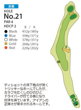 ＰＧＭ池田カントリークラブ 衣懸コース21番ホール コース図