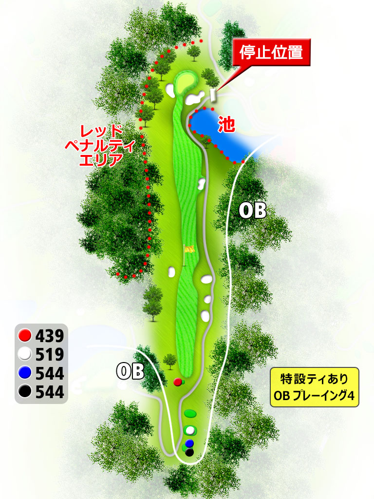 白水ゴルフ倶楽部 IN18番ホール コース図