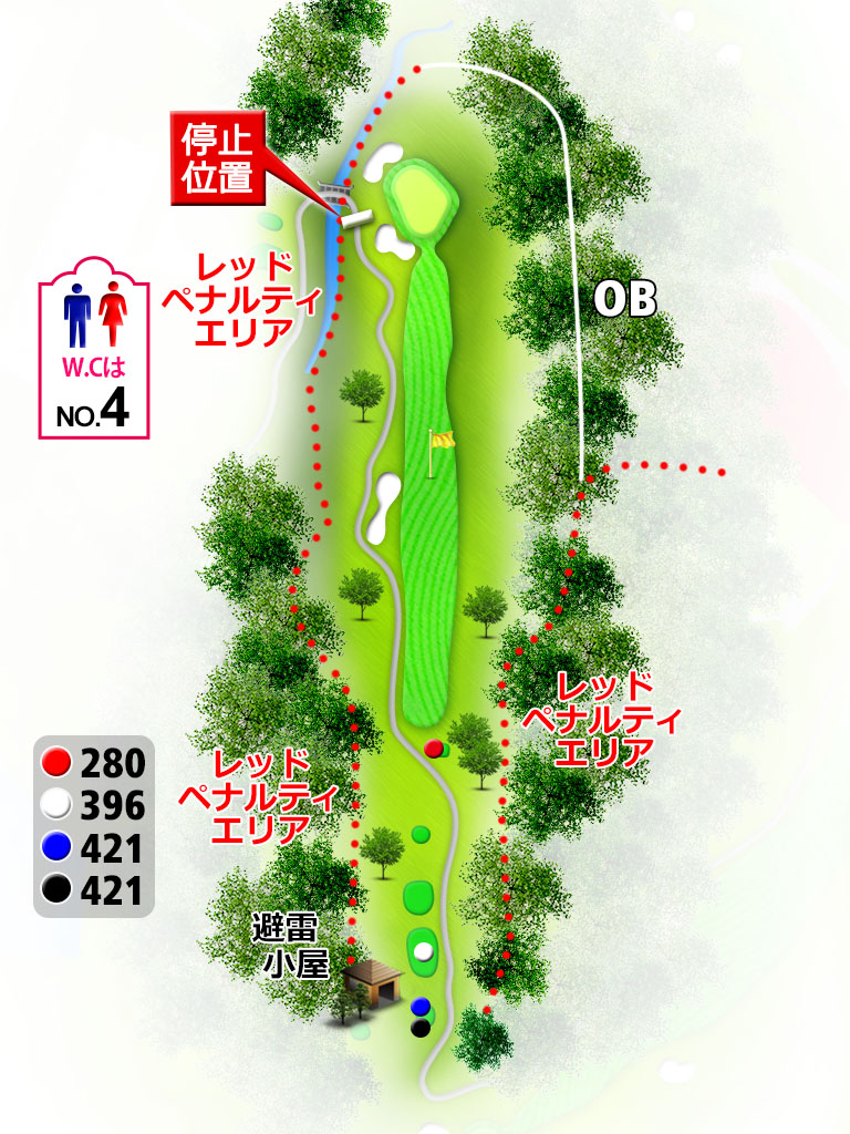 白水ゴルフ倶楽部 OUT2番ホール コース図