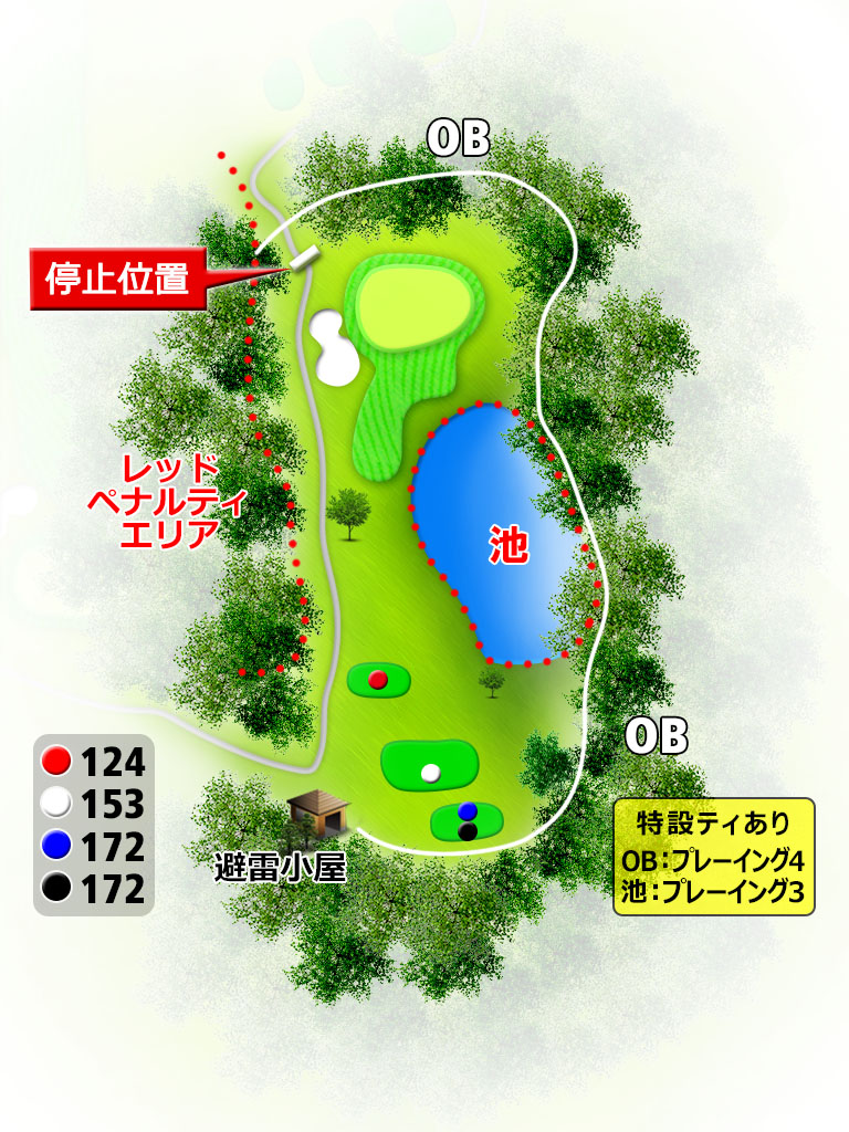 白水ゴルフ倶楽部 OUT8番ホール コース図