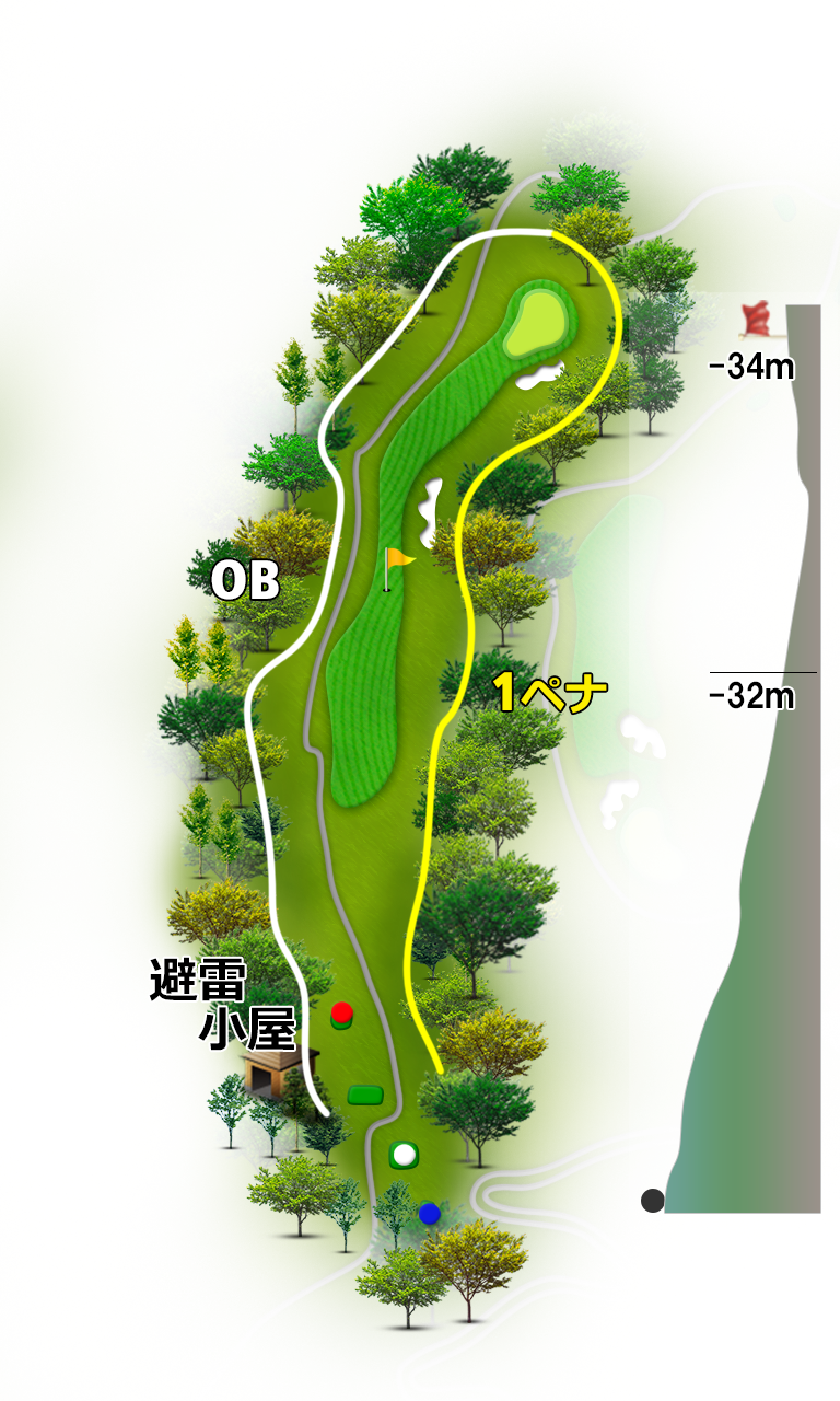 アドニス小川カントリー倶楽部 IN12番ホール コース図