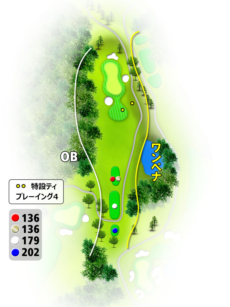 NEWユーアイゴルフクラブ OUT(玄海)2番ホール コース図