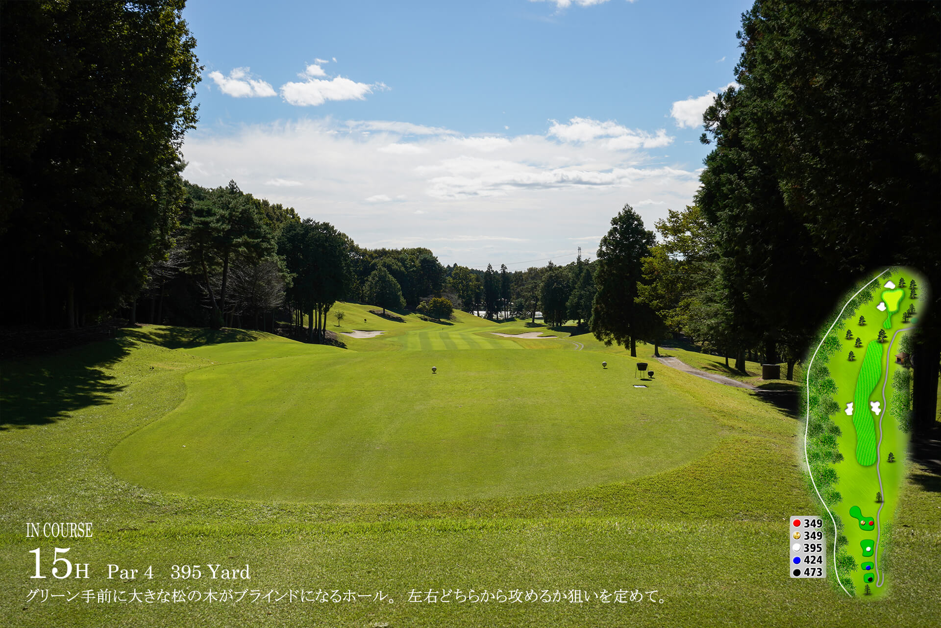 ロイヤルメドウゴルフ倶楽部 IN15番ホール コース図