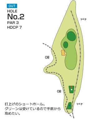 総丘カントリー倶楽部 OUT2番ホール コース図
