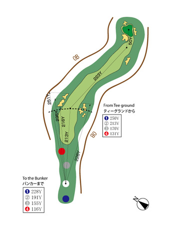 ニセコゴルフコース IN16番ホール コース図