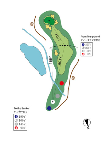 ニセコゴルフコース IN18番ホール コース図