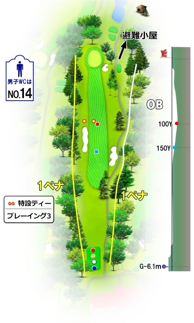 諏訪湖カントリークラブ IN12番ホール コース図